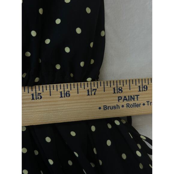 Rotate Birger Christensen Carly Dress Size 8 Black Polka Dot Off The Shoulder - Picture 10 of 16